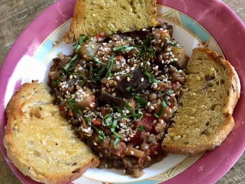 Râgout de lentilles aux aubergines